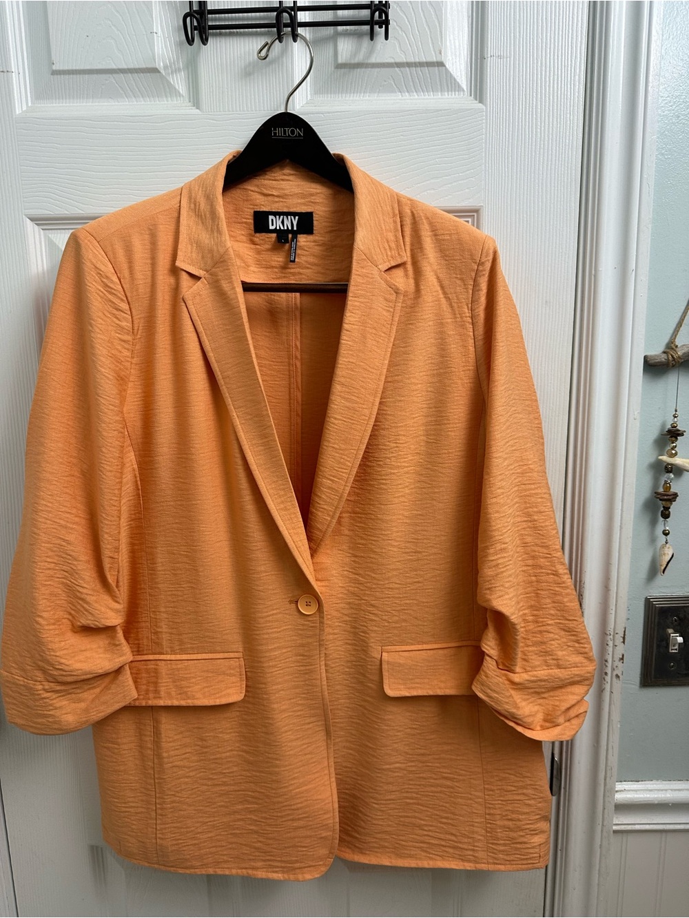 DKNY Orange Single-Button Notch Lapel Blazer